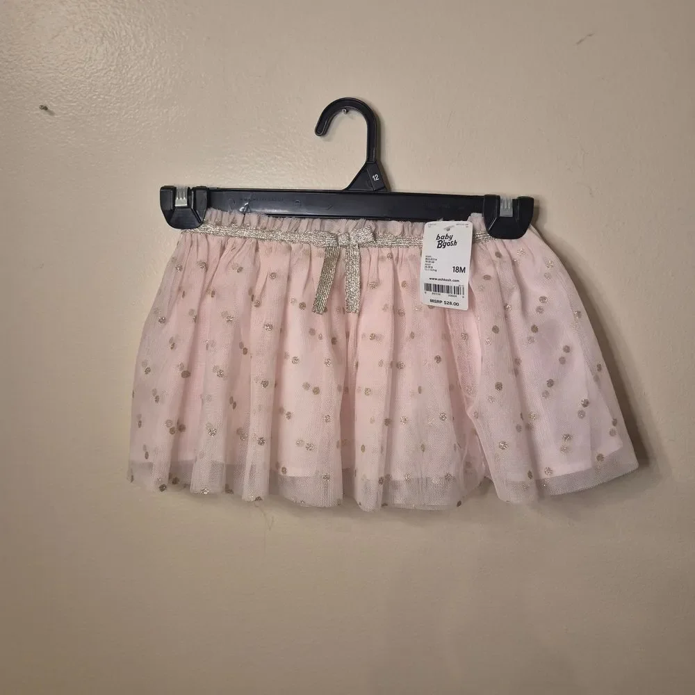 OshKosh B'gosh Light Pink Tulle Skirt with Gold Dots